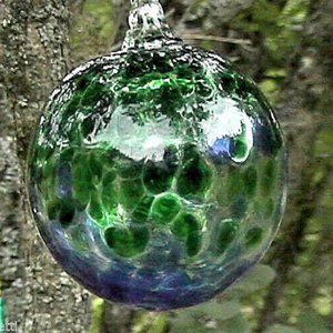 Hanging Glass Ball 4" Blue & Green Speckled (1) Friendship Ball HB71